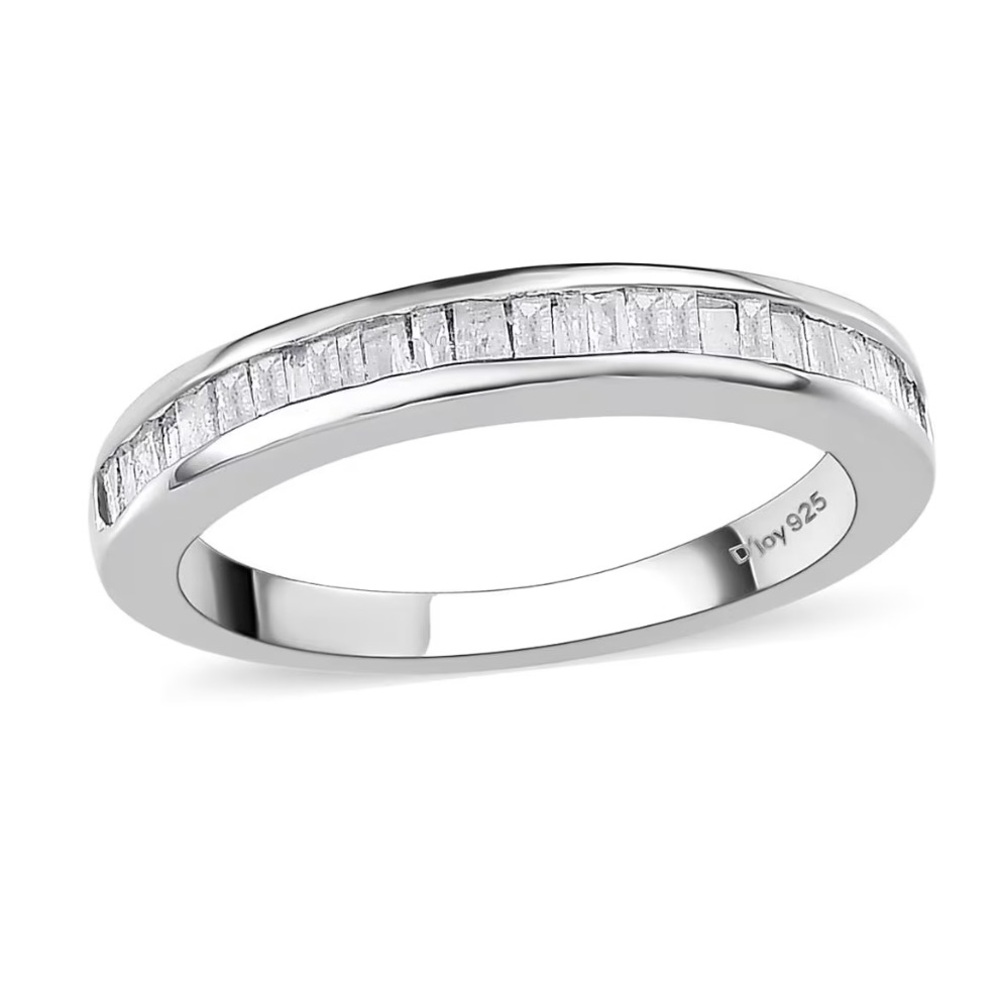 Diamond 0.33ctw Half Eternity Band Ring in
Platinum Over Sterling Silver size 6
